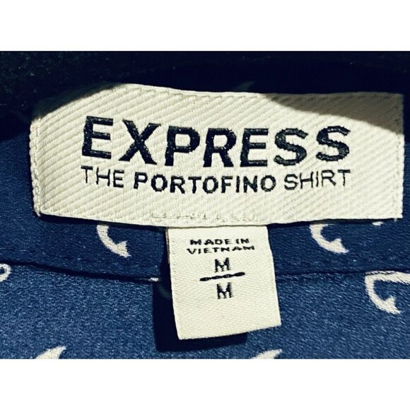 Express Top Womens Medium Navy Blue Anchor Print Portofino Shirt Flowy Boho - Picture 6 of 8